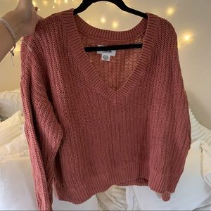 vs pink off the shoulder knit sweater